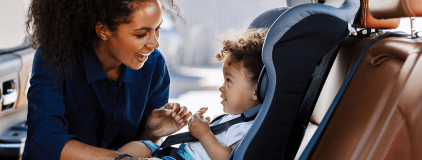 mom and child car seat